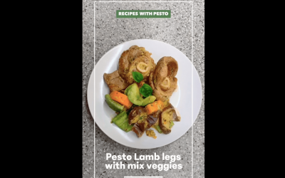 Recipes with Pesto – Lamb legs with carrots, eggplants & green peppers