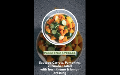 Sautéed Carrots, Pumpkins, Cucumber Salad with Fresh Thyme & Lemon Dressing